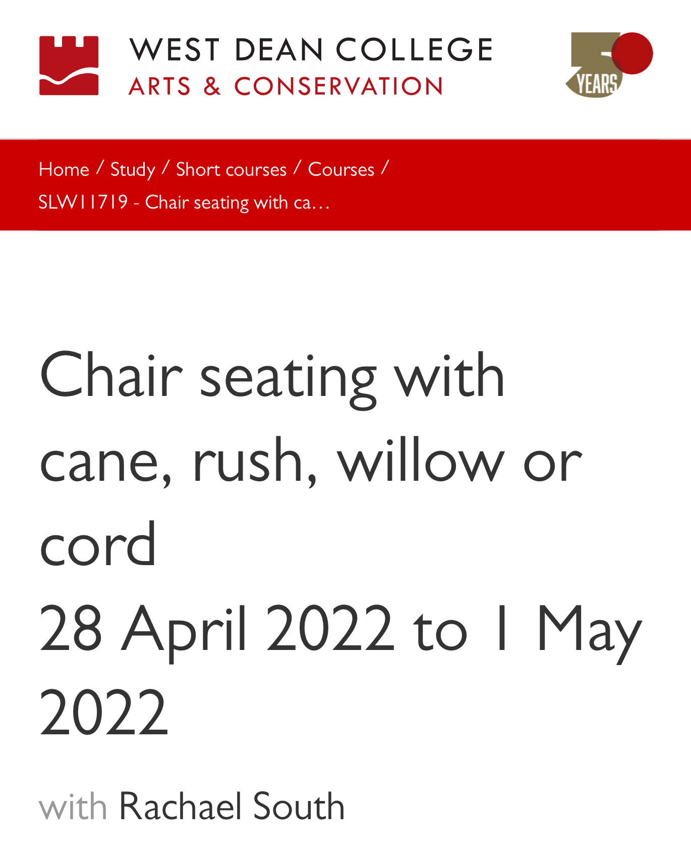 Learn chair seating with cane, rush, willow or cord