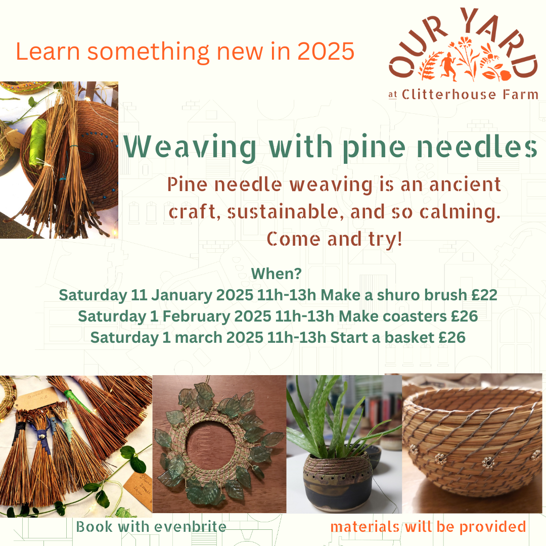 Weaving with pine needles – make a coaster