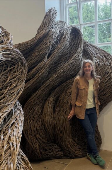 Image shows: Laura Ellen Bacon with her work at YSP.